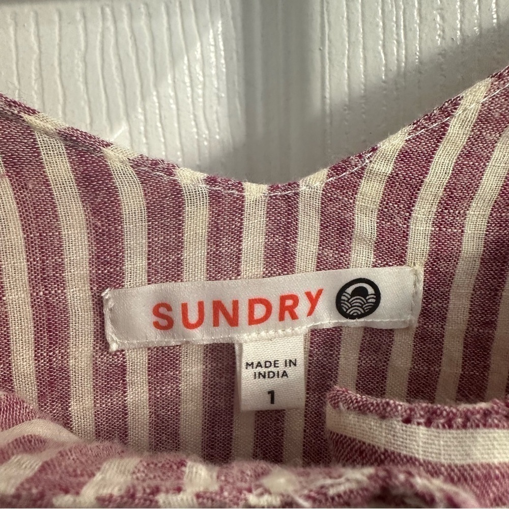 Anthropologie Sundry Maxi Dress Striped Red Button Up Vacation Size 1 Small - Picture 5 of 7